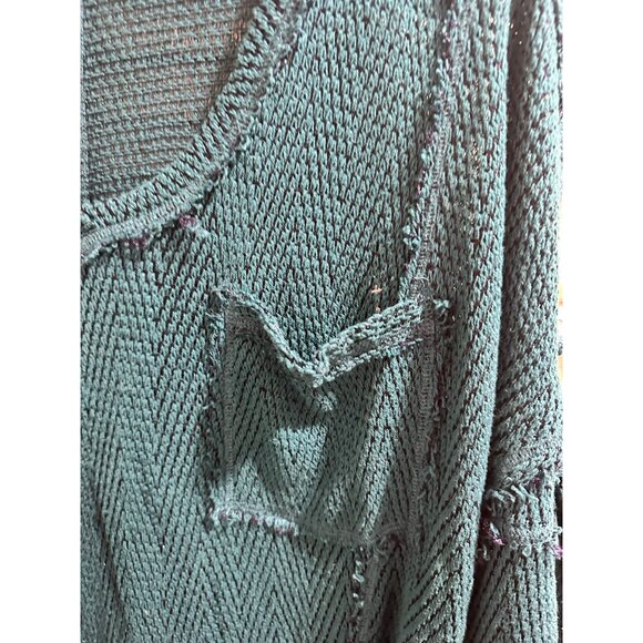✌️ 2/$40 ✌️ We The Free Womens Teal Chevron Knit V-Neck Sweater Top Size S - Picture 3 of 8